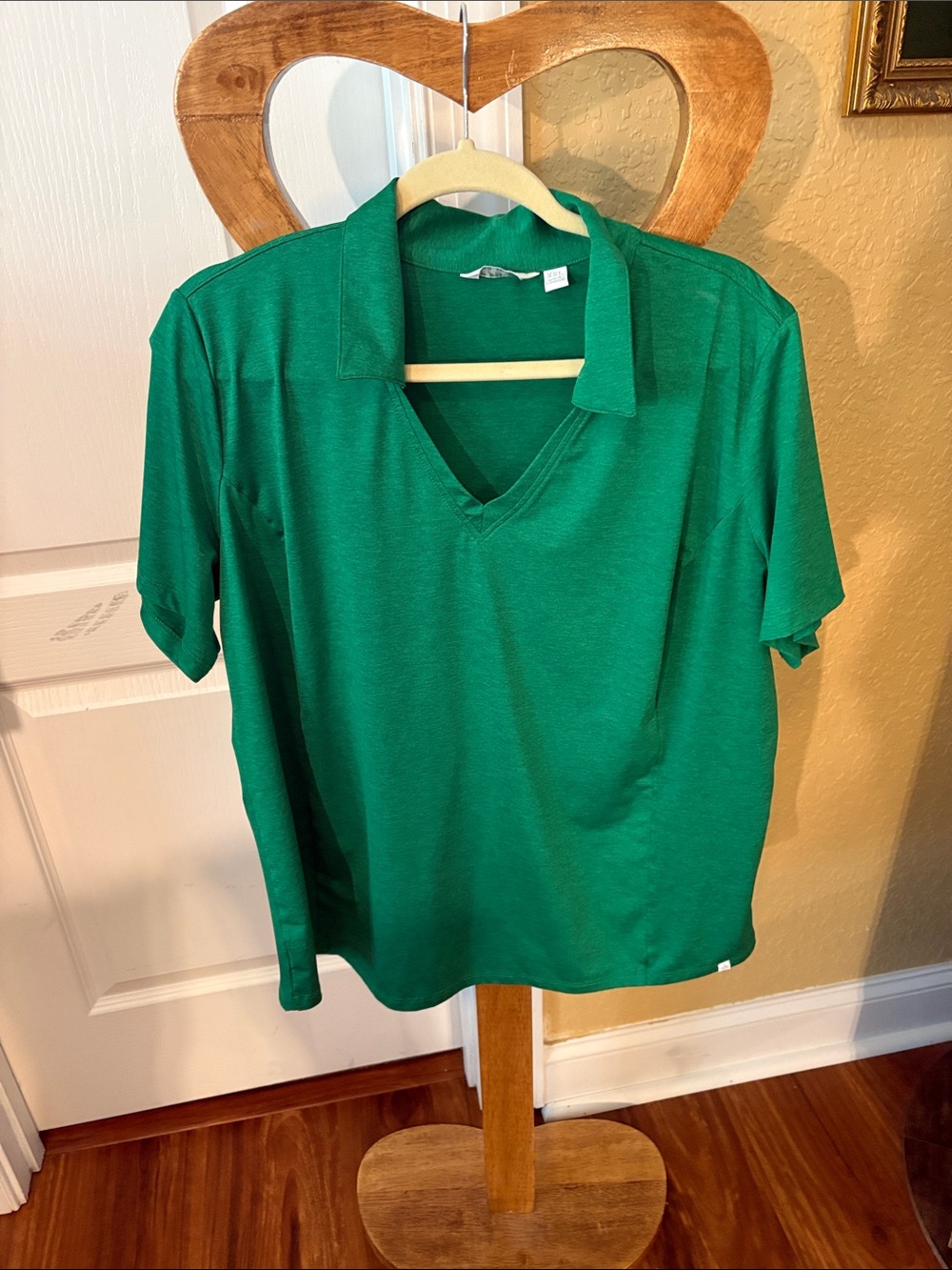 Lady Hagen Emerald Green Short Sleeve V-Neck polo tee golf XXL